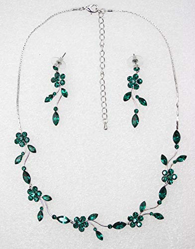 Faship Gorgeous Rhinestone Crystal Floral Necklace & Earrings Set