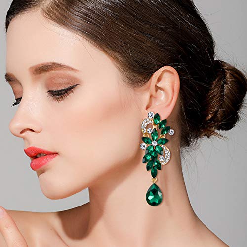 BriLove Women's Bohemian Crystal Flower Dangle Earrings