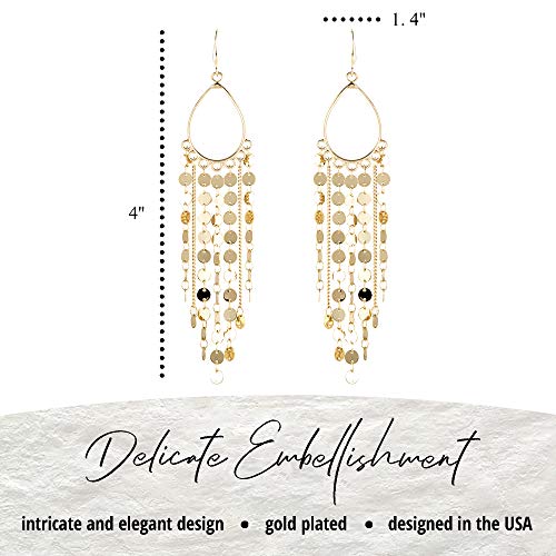 NTLX Boho Tassel Dangle Earrings for Women – Gypsy Coin Disc Charm Hoops, Gift Box Included